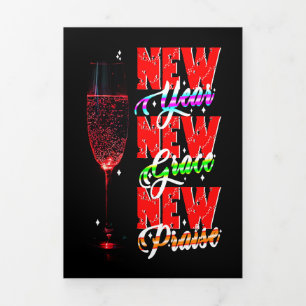 Cartão Com Dobra Tripla Novo Ano Novo Carência Novo Elogio