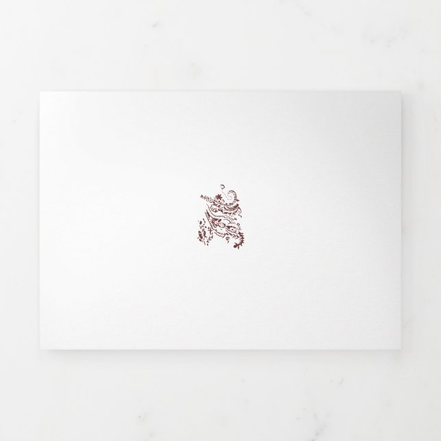 Cartão Com Dobra Tripla Orangy Red decorative Design (Cobrir)