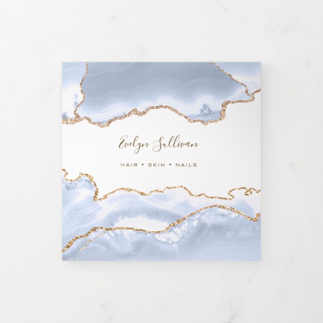 Cartão Com Dobra Tripla pastel blue Agate Trifold Brochure (Cobrir)