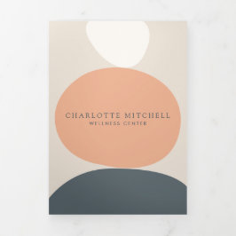 Cartão Com Dobra Tripla Pêssego de Pedra Abstrato moderna/Folheto Azul