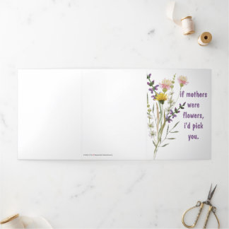 Cartão Com Dobra Tripla Placa de Dia de as mães Personalizada Floral