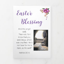 Cartão Com Dobra Tripla Placa dobra de três letras de bênção de páscoa