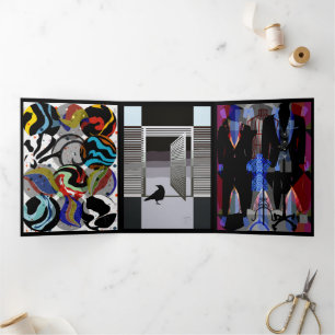 Cartão Com Dobra Tripla Placa tripla preta