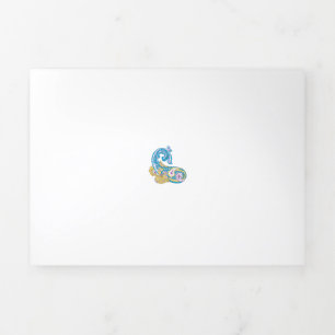 Cartão Com Dobra Tripla Ponto, Azul Sherpa, Design Areia Dourada