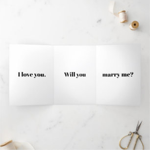 Cartão Com Dobra Tripla Proposta de casamento personalizado moderno minima