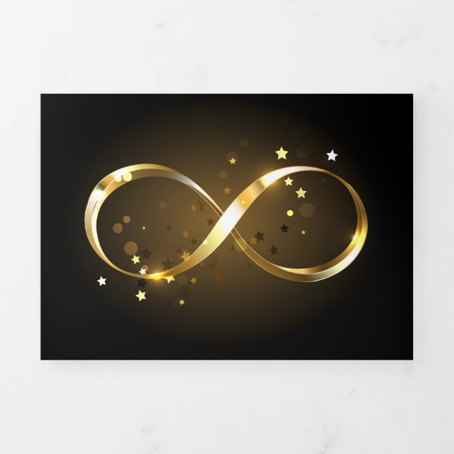 Cartão Com Dobra Tripla Símbolo Infinity do ouro (Cobrir)