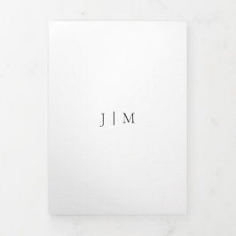 Cartão Com Dobra Tripla Simples Limpeza Formal de Casamento Branco