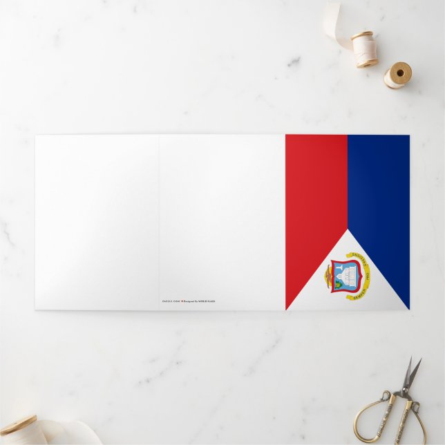 Cartão Com Dobra Tripla Sint Maarten flag (Fora)