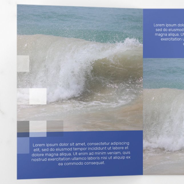 Cartão Com Dobra Tripla Transparência Contemporânea Azul Fino (Dentro primeiro)