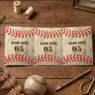 Cartão Com Dobra Tripla Vintage Personalizado Nome do Baseball Número Retr