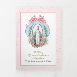 Cartão Com Dobra Tripla Virgem Maria Religiosa Católica Oração Floral 