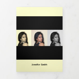 Cartão Com Dobra Tripla Visão Geral do Artista Moderno Amarelo Clássico