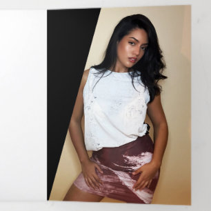 Cartão Com Dobra Tripla Visão Geral do Artista Moderno Clássico Preto&Bran