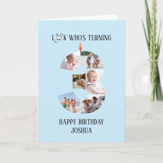 Cartão com fotos aniversário de 3 anos (Frente)