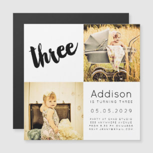 Cartão com fotos aniversário de 3 anos MAGNET Baby