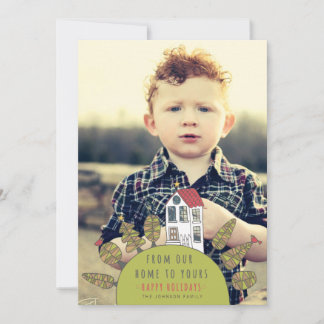 Cartão com fotos bonito da ilustração da casa do