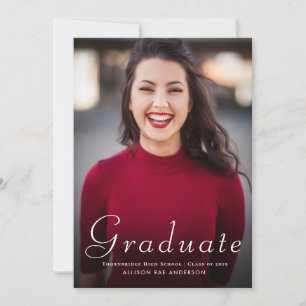 cartão com fotos bonito do anúncio da graduaçã