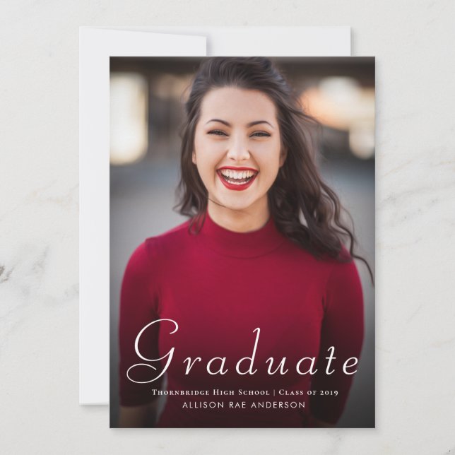 cartão com fotos bonito do anúncio da graduação do (Frente)