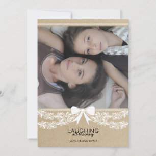 Cartão com fotos branco rústico do arco & do