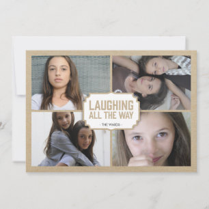 Cartão com fotos branco rústico do feriado do