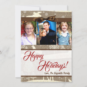 cartão com fotos Burlap de Natal 5 x 7