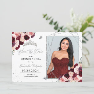 Cartão com fotos Cinza Rosa Quinceañera Salve A Da