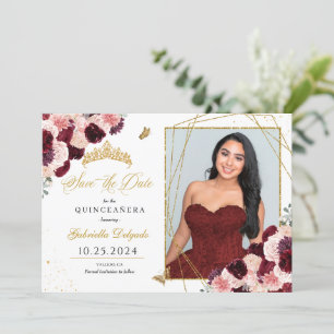 Cartão com fotos Cinza Rosa Quinceañera Salve A Da