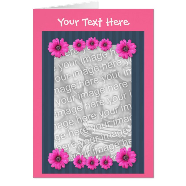 Cartão com fotos Colorido das Flores de Margarida  (Frente)