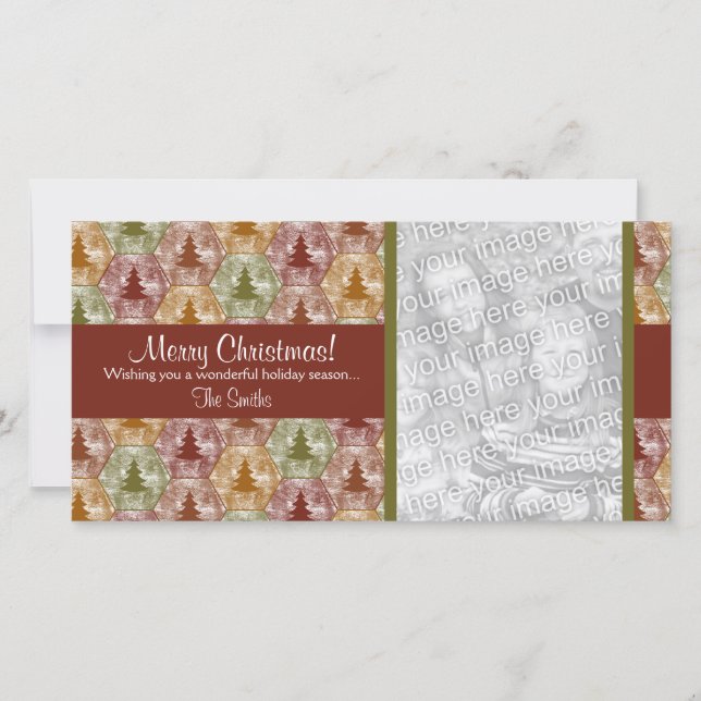 Cartão com fotos das árvores do Feliz Natal no (Frente)