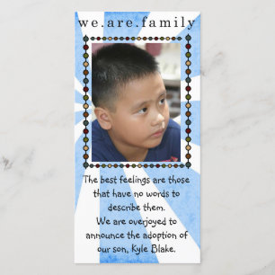 cartão com fotos de adoção