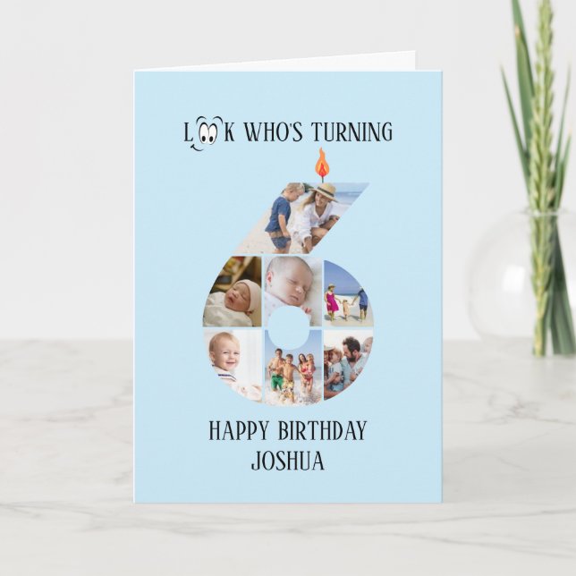 Cartão com fotos de Aniversário 6 (Frente)