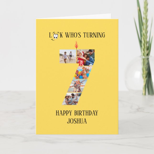 Cartão com fotos de Aniversário 7 (Frente)