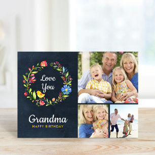 Cartão com fotos de aniversário de Wreath do Jardi
