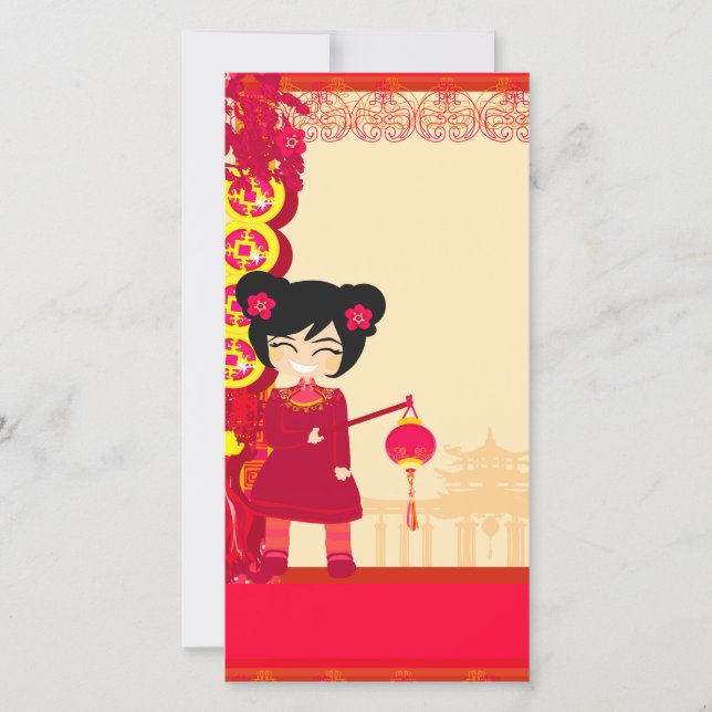 Cartão com fotos de Ano Novo Chinês (Frente)