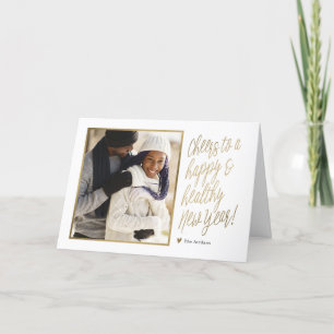 Cartão com fotos de Ano Novo Feliz e Saudável