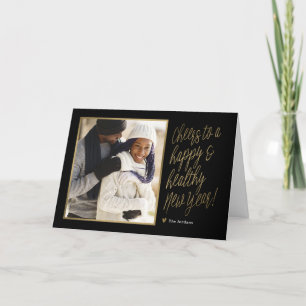 Cartão com fotos de Ano Novo Feliz e Saudável