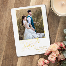 Cartão com fotos de Anúncio de Casamento Elegante
