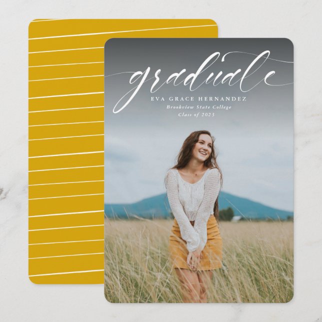 Cartão com fotos de anúncio de graduação (Frente/Verso)