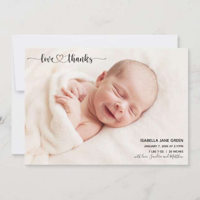 Cartão com fotos de Anúncio de Nascimento de Obrig (Frente)