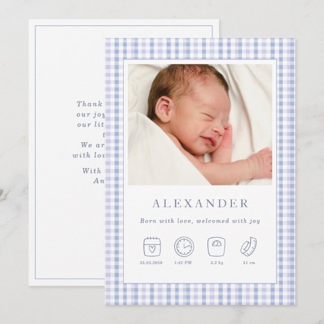 Cartão com fotos de Anúncio de Nascimento do Garot (Frente/Verso)