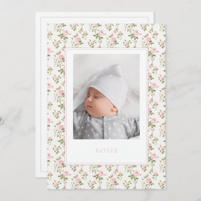 Cartão com fotos de Anúncio de Nascimento do Recém (Frente/Verso)