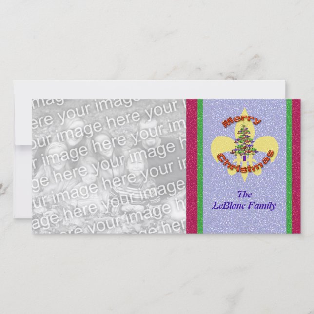 Cartão com fotos de Árvore de Natal Fleur de Lis (Frente)