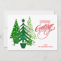 Cartão com fotos de Árvores de Natal Vermelhas, Ve