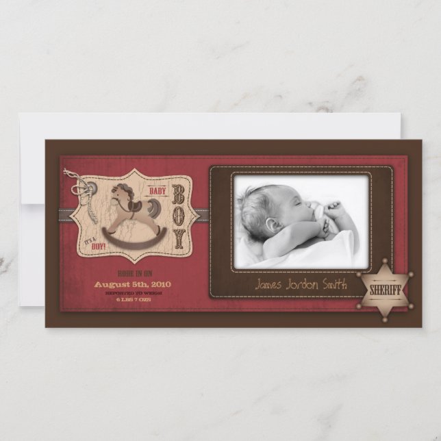 Cartão com fotos de Bebê do Cowboy (Frente)