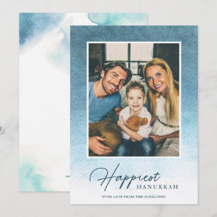 Cartão com fotos de Chanucá bonito Ombre Watercolo