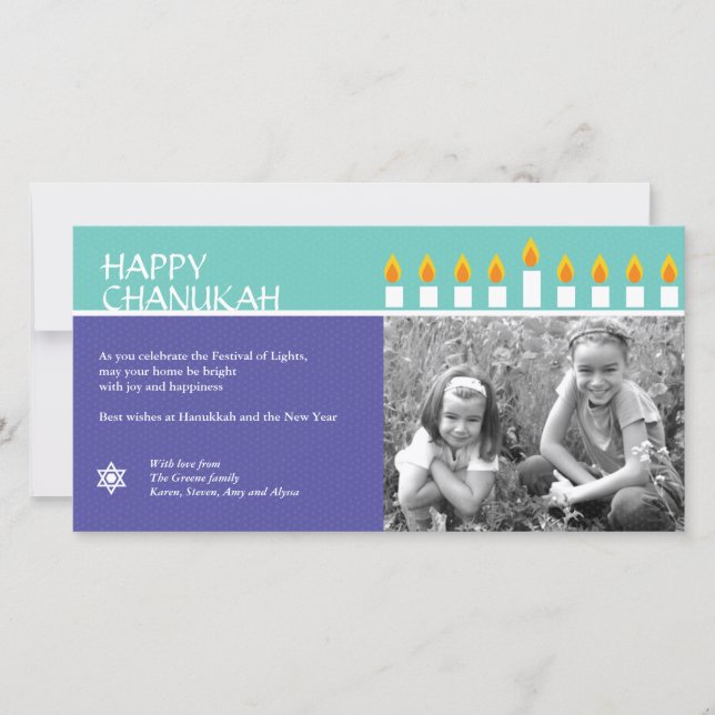 Cartão com fotos de Chanukah Menorah (Frente)