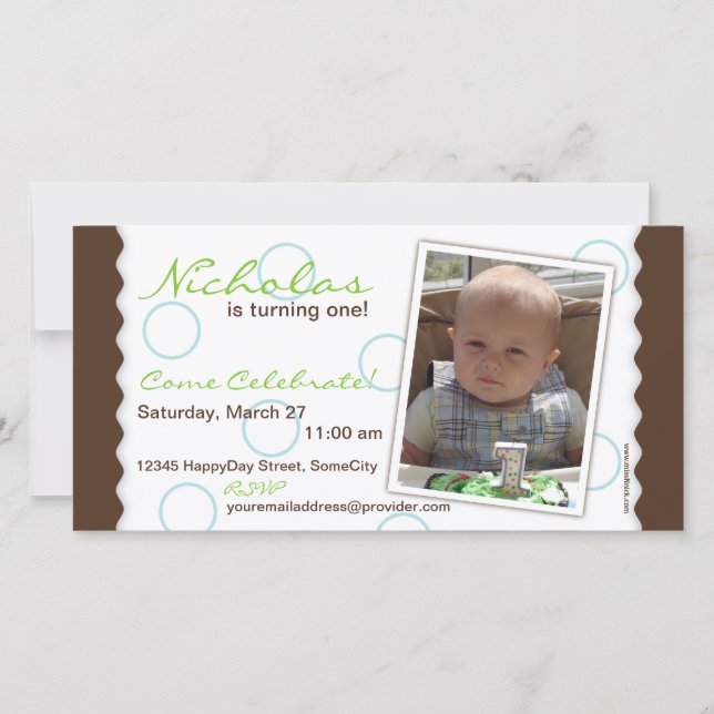 Cartão com fotos de Círculo Feliz: Castanho e Azul (Frente)