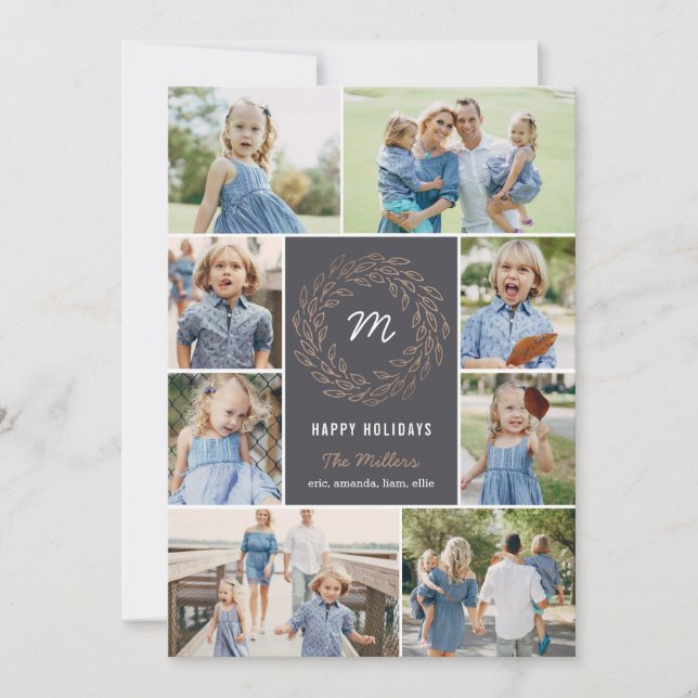 Cartão com fotos de Colagem de Feriado de Cor Edit (Frente)