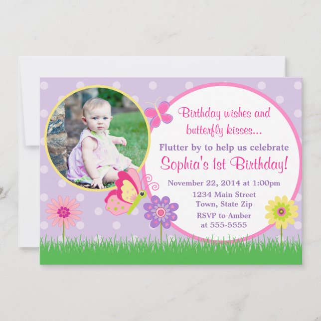 Cartão com fotos de Convite de Aniversário para Bo (Frente)