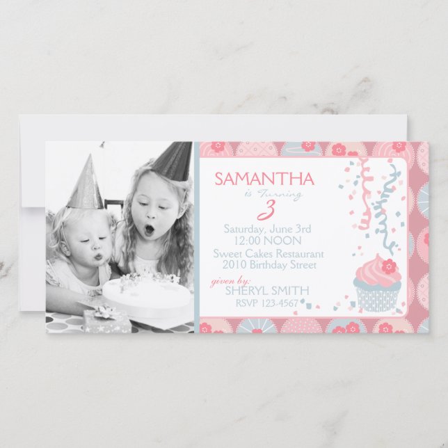 Cartão com fotos de Convite para Rapariga querido (Frente)